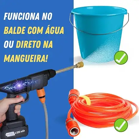 Lavadora sem fio funcionando com balde de água ou direto na mangueira (vista 4)