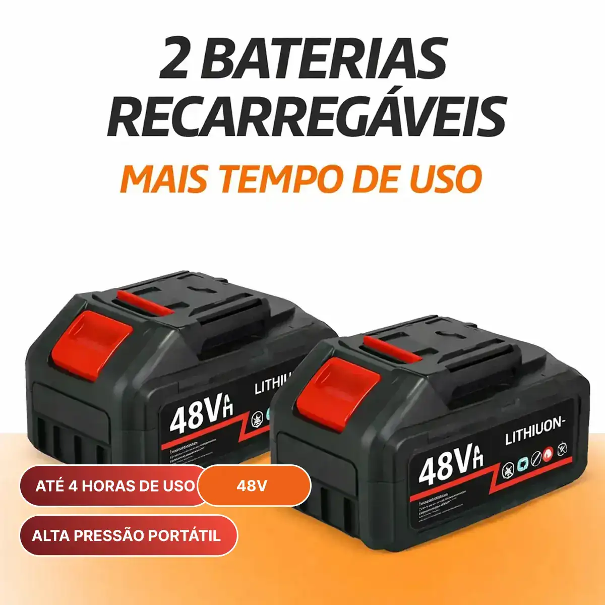 As 2 baterias recarregáveis inclusas no kit da lavadora sem fio (vista 3)